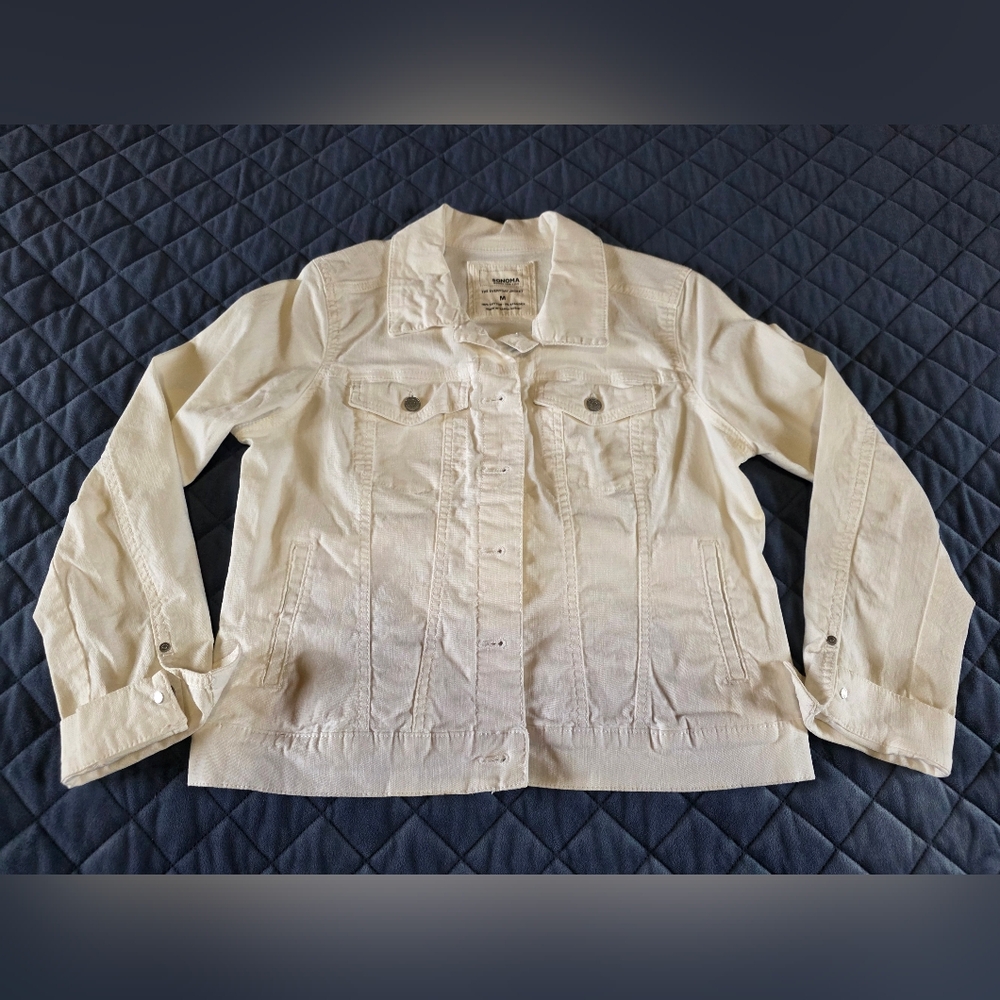 Womens Sonoma White Denim Everyday Jacket Sz Med